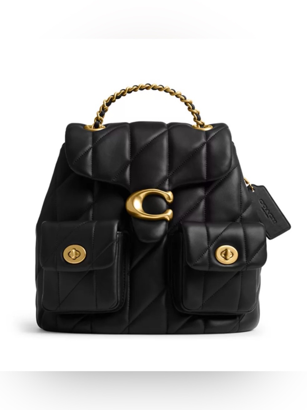 NWT Coach Black Quilted Leather Tabby Backpack with Gold Hardware